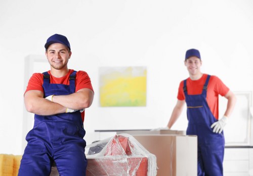 Professional packers organizing household items